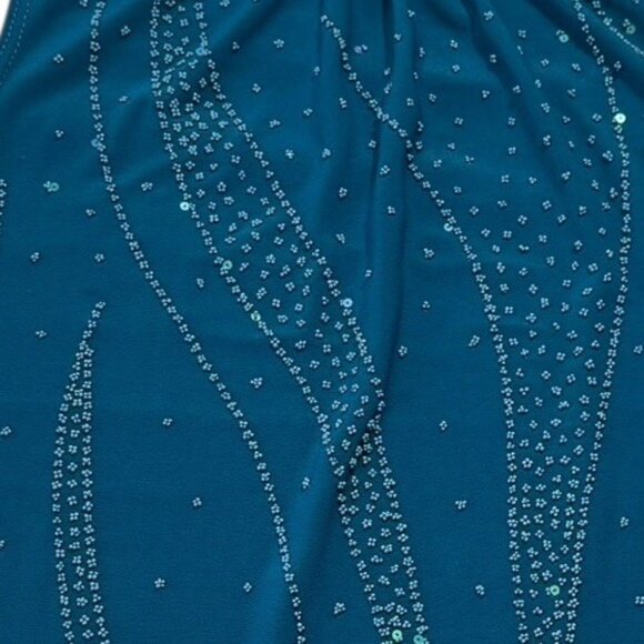 Vtg Y2K Fairycore Top Sz S Embellished Sleeveless Teal Beaded whimsical - Picture 3 of 8